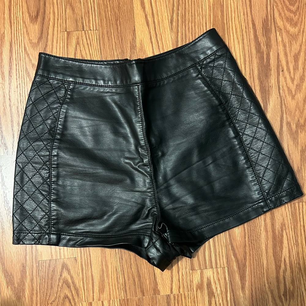 Forever 21 Exclusive High Waisted Black Faux Leather Shorts